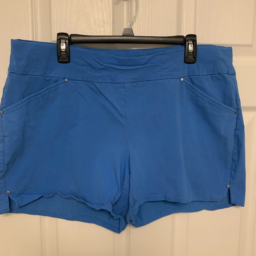 INC blue stretchy pull on shorts. Size 18